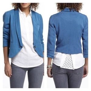 Anthro Cartonnier Miette Blazer Teal Blue 4